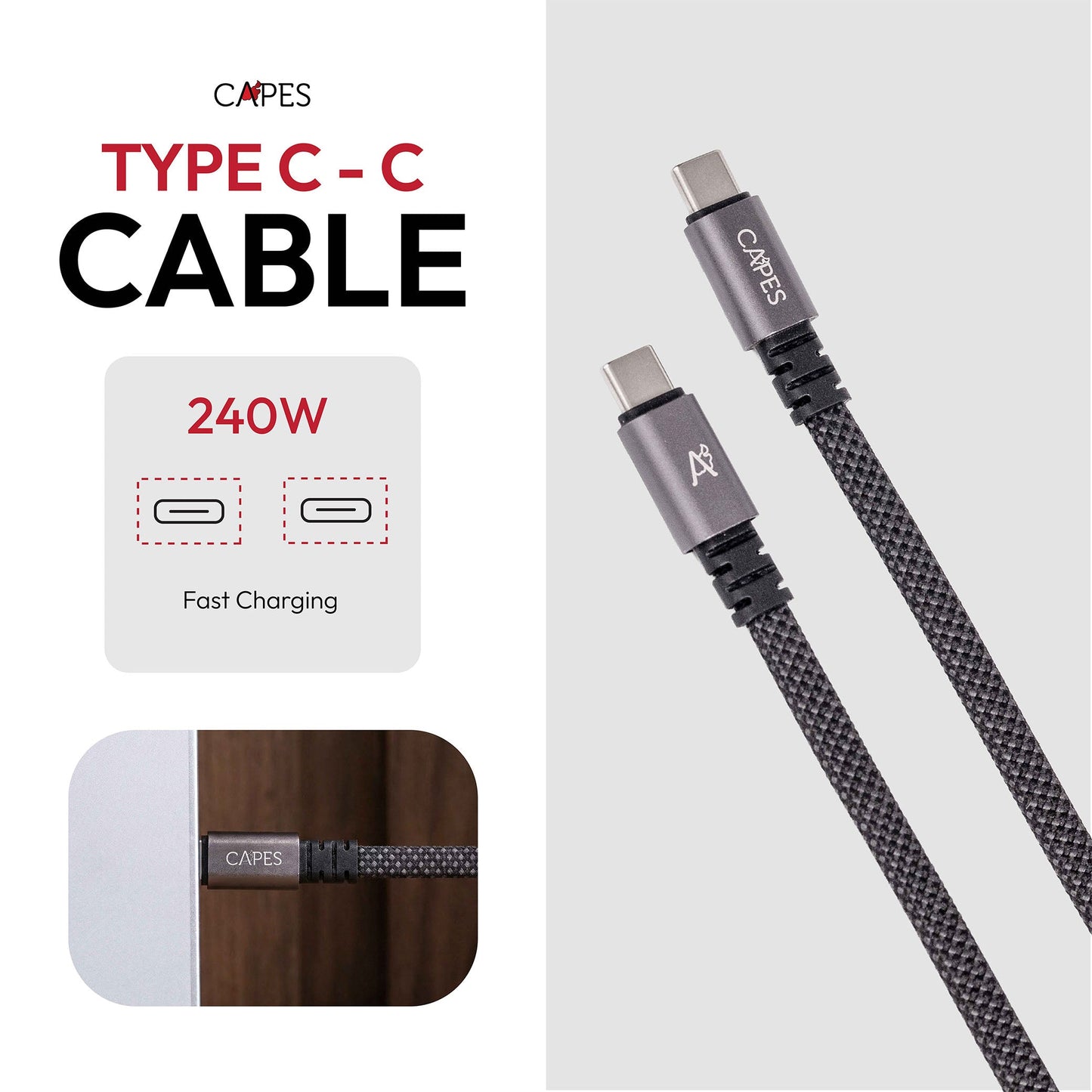 MagLock Type C to C Flat Magnetic 240W Fast Charging Cable [5M]
