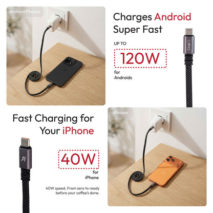 MagLock Type C to C Flat Magnetic 240W Fast Charging Cable [5M]